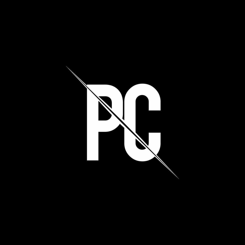 pc logo monogram with slash style design template free vector